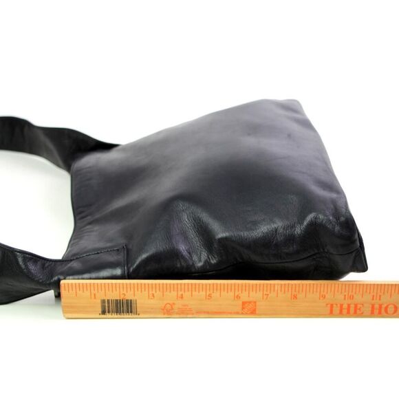 Field Manor BLACK GENUINE LEATHER TWO COMPARTMENTS SHOULDER BAG HOBO HANDBAG - Picture 10 of 14